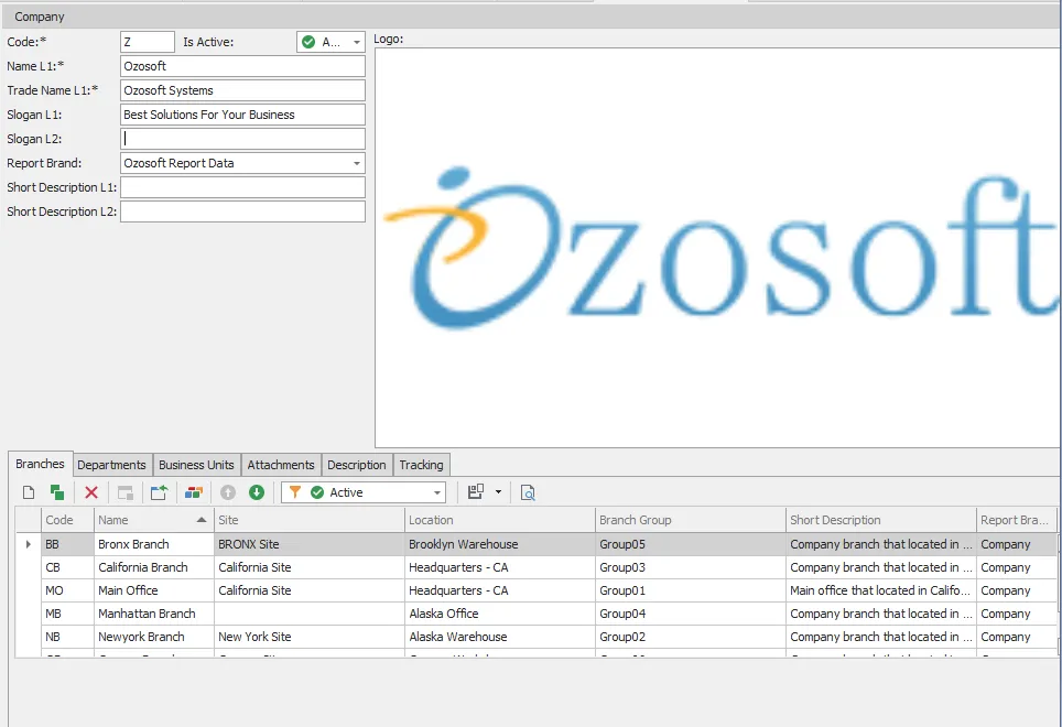 company detail screen