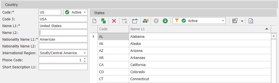country detail screen