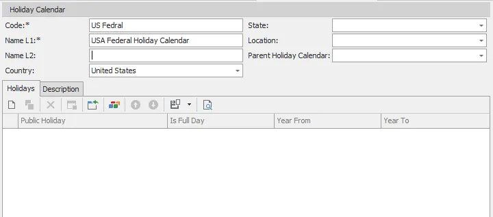 holiday calendar detail screen