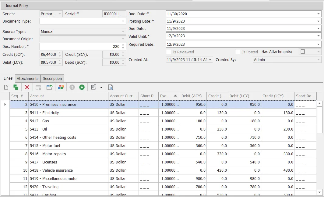 journal entry detail screen