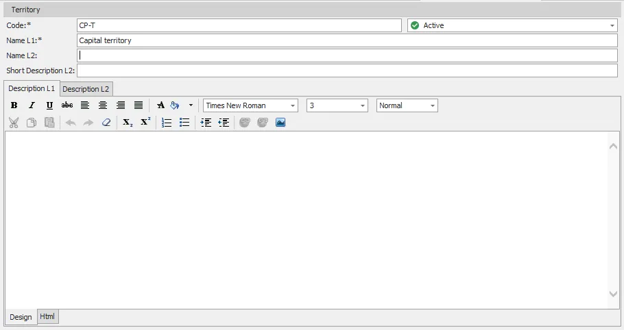 territory detail screen