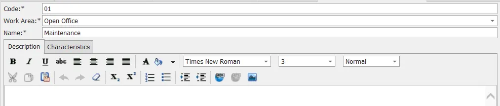work center detail screen